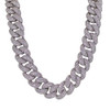 White Gold Plated Brass Wide Iced Cuban Chain