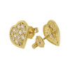 10k Gold Pave Heart Earrings