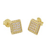 10k Gold Pave Square Earrings