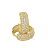 10k Gold Simulated Diamond Pave Round Hoop Earrings