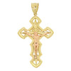 10k Gold Cut Out Two Tone Cross Pendant