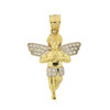 10k Two Tone Gold Praying Guardian Angel Pendant