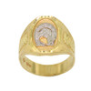 10k Gold Diamond Cut Horse Emblem Ring