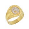 10k Gold Diamond Cut Horse Emblem Ring