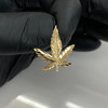 14k Gold Diamond Cut Weed Leaf Pendant