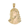 14k Gold Satin Faced Jesus Pendant