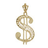 14k Gold Cut Out Dollar Sign $ Pendant