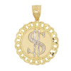 10k Gold Cuban Link Bezel Dollar Sign Pendant