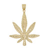 10k Gold Diamond Cut Big Weed Leaf Pendant