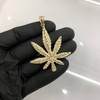 10k Gold Diamond Cut Big Weed Leaf Pendant