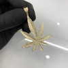 10k Gold Diamond Cut Big Weed Leaf Pendant