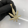 10k Gold Diamond Cut Big Weed Leaf Pendant