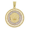 10k Gold Small Greek Key Style Lion Medallion Pendant