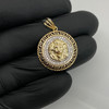 10k Gold Small Greek Key Style Lion Medallion Pendant