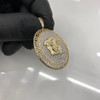 10k Gold Oval Iced Medusa Medallion Pendant