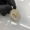 10k Gold Oval Iced Medusa Medallion Pendant