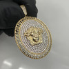 10k Gold Oval Iced Medusa Medallion Pendant