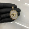 10k Gold Oval Iced Medusa Medallion Pendant