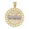 10k Gold Two Tone Gold Small Last Supper Cuban Link Bezel Pendant