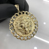 10k Gold Large Lion Head Cuban Link Bezel Pendant