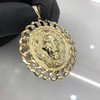 10k Gold Large Lion Head Cuban Link Bezel Pendant