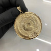 14k Gold XL Diamond Cut Bezel Aztec Cal Pendant
