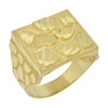 10k Gold Square Textured Diamond Cut Nugget Ring