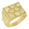 10k Gold Square Shaped Textured Diamond Cut Nugget Ring