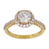 10k Gold Solitaire Halo Pave Style Ring