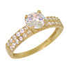 10k Gold Pave 2 Row Solitaire Ring