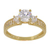 10k Gold 3 Stone with Pave Shank Ring