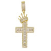 .925 Silver Gold Finish Cross with Crown Pendant