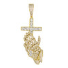 .925 Silver Gold Finish Cross Skeletal Hands Pendant