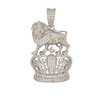 .925 Silver Rhodium Finish Crown w/ Lion Pendant