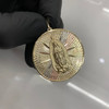 10k Gold Diamond Cut Virgin Mary Medallion Pendant