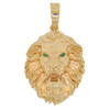 10k Gold Green Eyed Lion Pendant