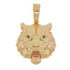 10k Gold Green Eyed Tiger Pendant