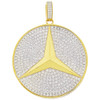 .925 Silver Benz Logo Pendant Yellow Finish