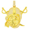 .925 Silver Skull Pirate Pendant Yellow Finish