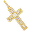 .925 Silver Hip Hop Princess Cross Pendant Yellow Finish