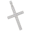 .925 Silver Iced 1 Row Bar Cross Pendant