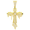 .925 Silver Dripping Cross Pendant Yellow Finish