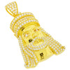 .925 Silver Crowned Jesus Pendant Yellow Finish