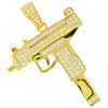 .925 Silver Uzi Mac 10 Gun Pendant Yellow Finish