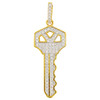.925 Silver Iced Out Key Pendant Yellow Finish