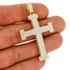 .925 Silver Iced Out Hip Hop Cross Pendant Yellow Finish