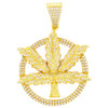 .925 Silver Weed Leaf Medallion Pendant Yellow Finish