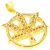 .925 Silver Weed Leaf Medallion Pendant Yellow Finish