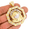 10k Gold Nugget Bezel Jesus Medallion Pendant