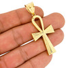 10k Gold Diamond Cut Ankh Cross Pendant